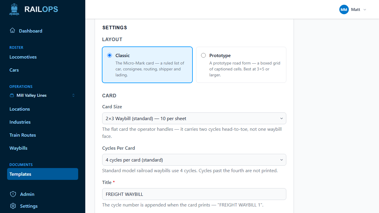 Create a new Waybill Template