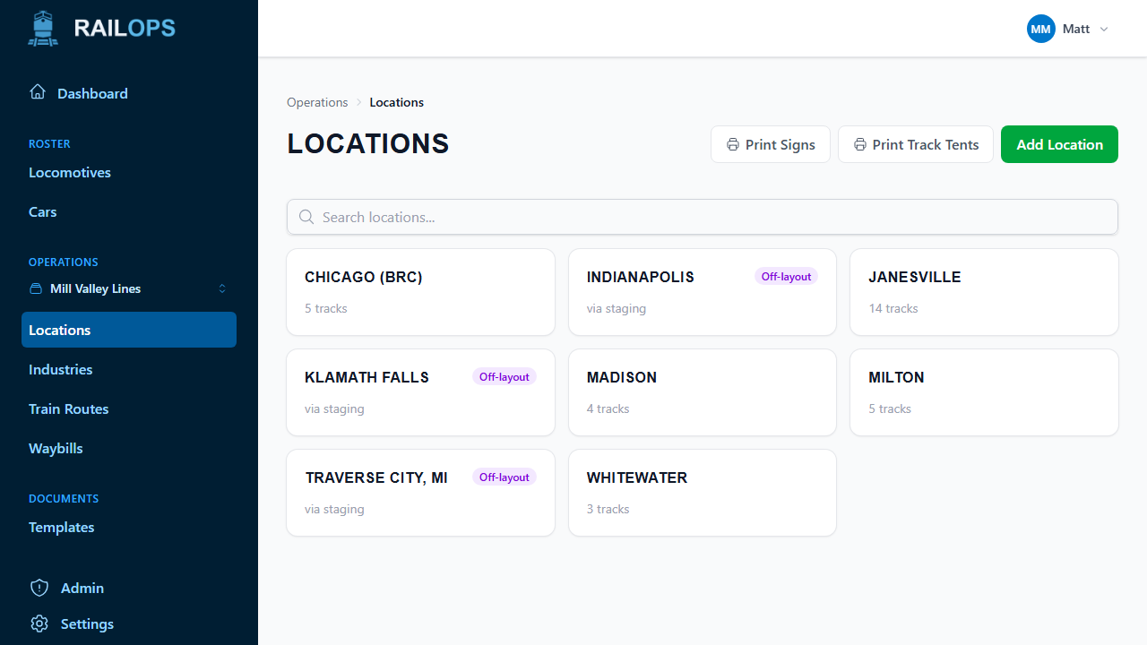 Locations List