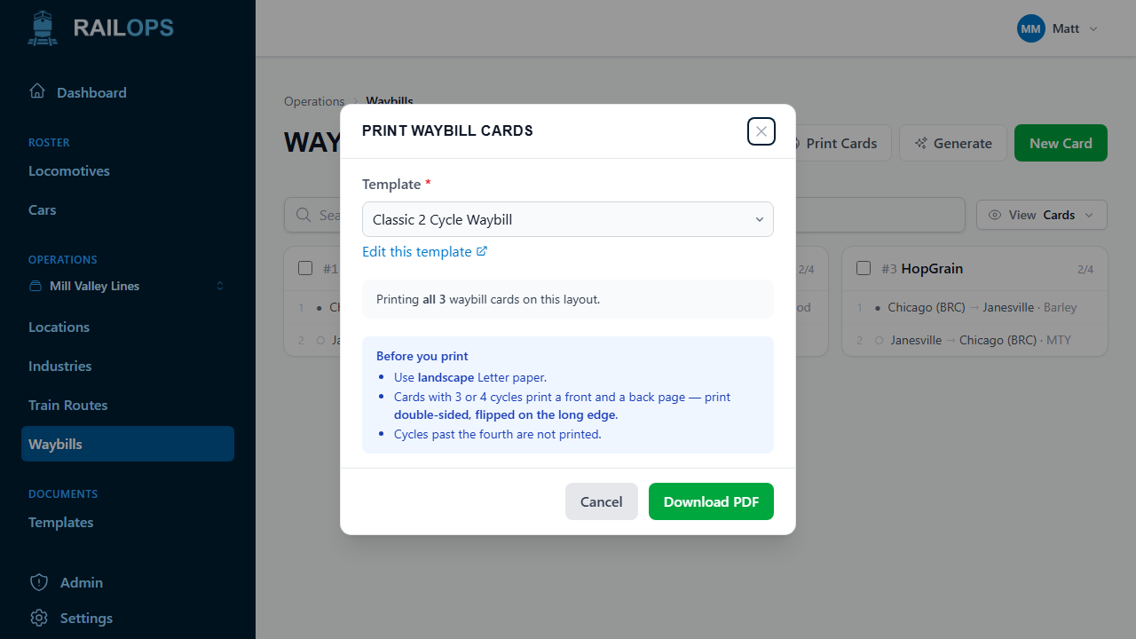 Print Waybill Cards