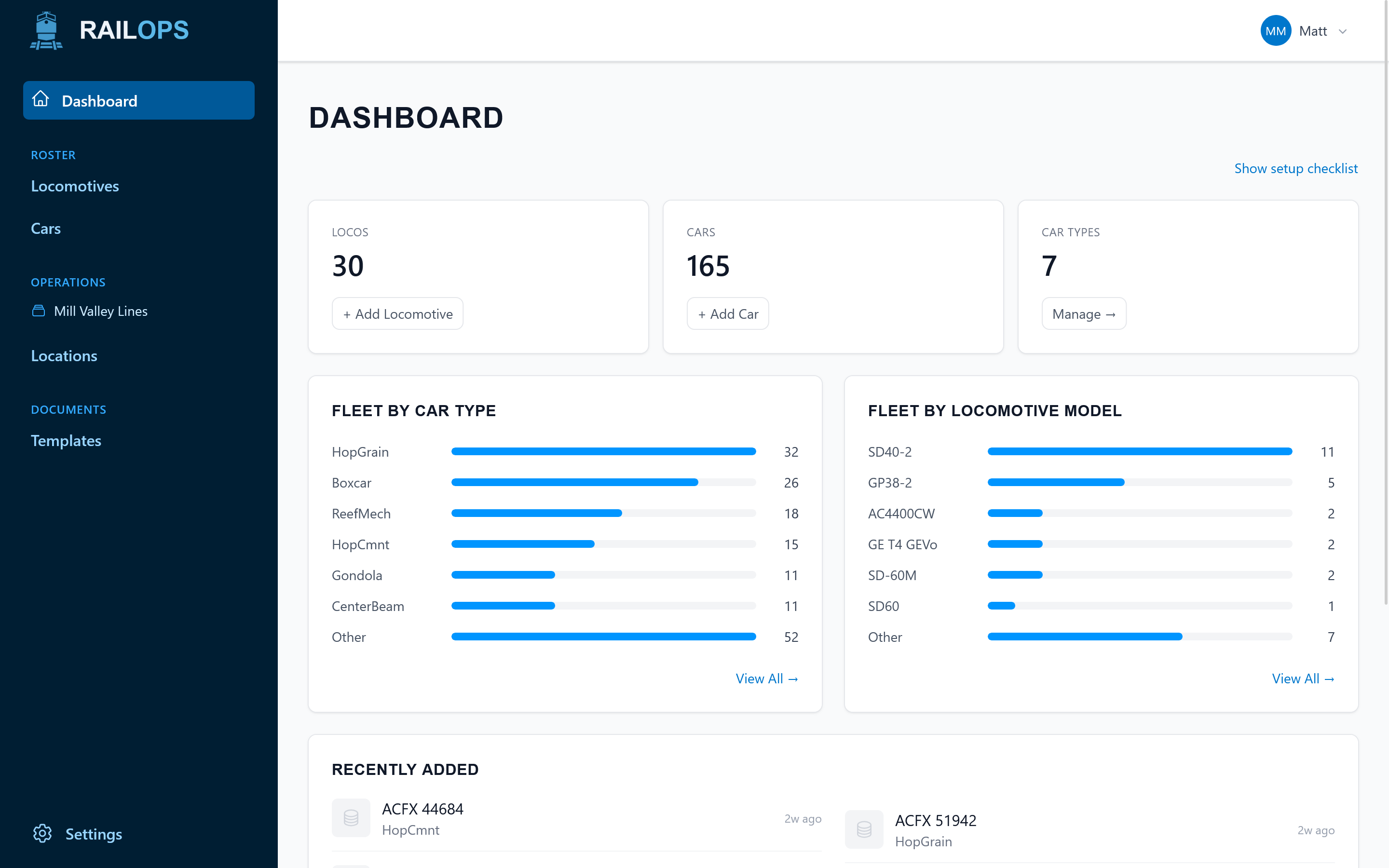 Rail Ops dashboard